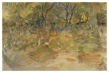 'BATTLE OF ARAKAN, 1943: MULE-LINES AND SIGNALLERS OF THE INNISKILLING FUSILIERS' by Anthony Gross CBE RA, War Artist. [Crown Copyright managed by the Imperial War Museum (© Image Copyright  IWM:ART LD 3336]