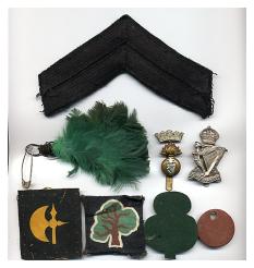 badges insignia Fusilier Peter Parkes 1st Battalion Royal Irish Fusiliers